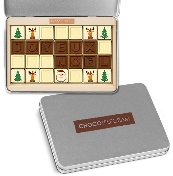 Message «Joyeux noel» en chocolat belge